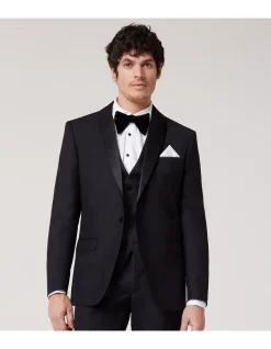 Regular Fit Detachable Shawl Collar Tuxedo Black