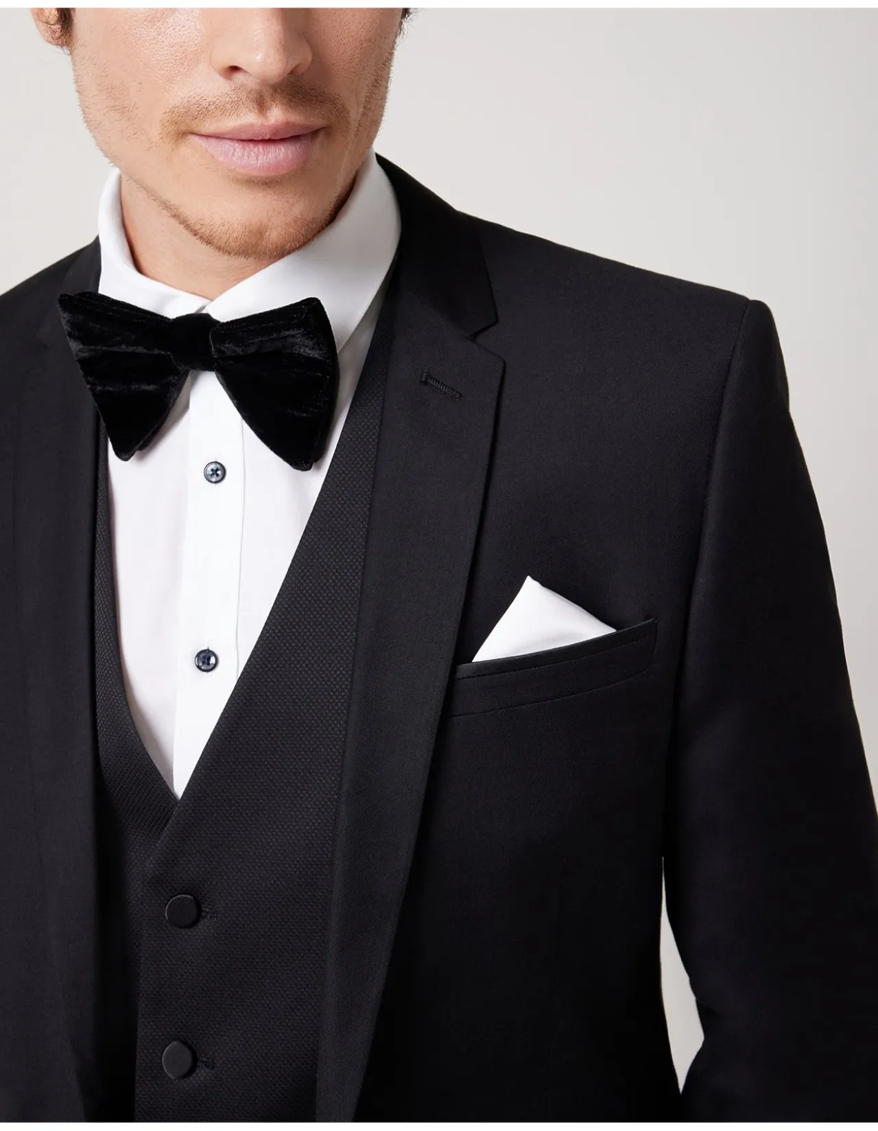 Regular Fit Detachable Shawl Collar Tuxedo Black