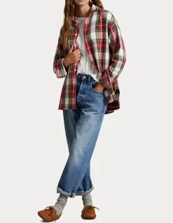 RELAXED FIT PLAID COTTON TWILL SHIRT