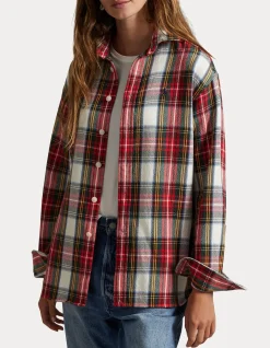 RELAXED FIT PLAID COTTON TWILL SHIRT