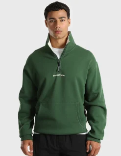 RELAXED FIT CHEST EMBROIDERED 1/4 ZIP FLEECE