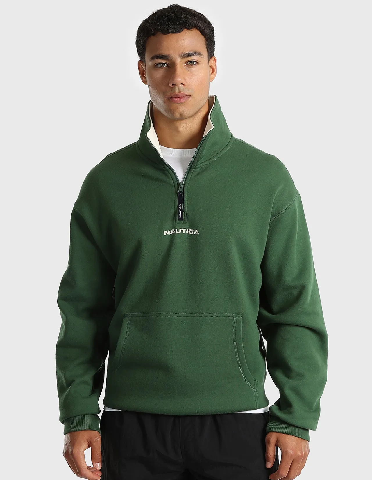 RELAXED FIT CHEST EMBROIDERED 1/4 ZIP FLEECE