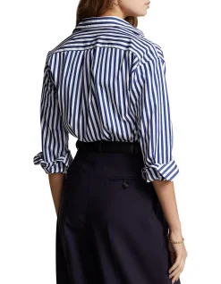 RELAXED FIT CONTRAST-STRIPE COTTON SHIRT