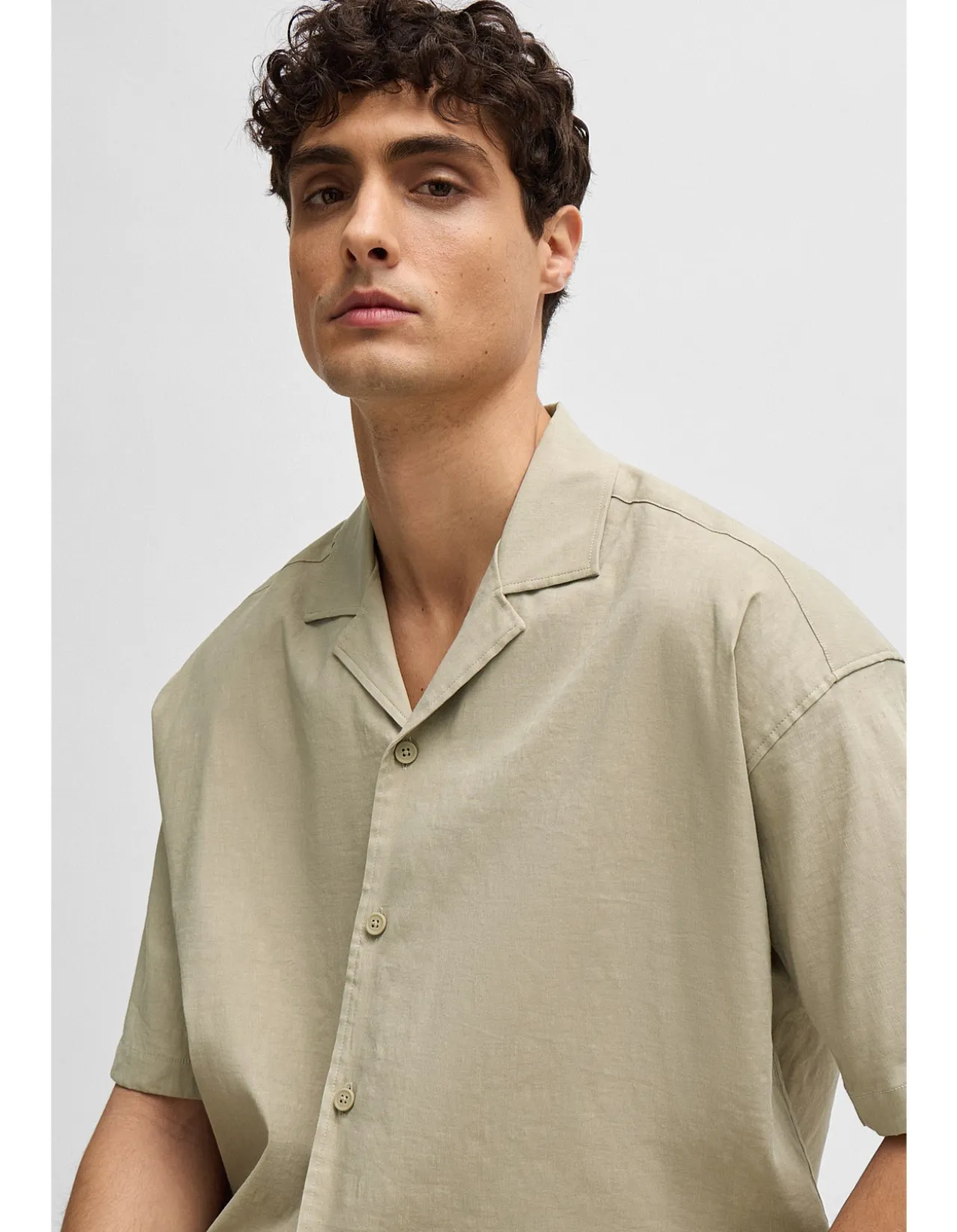 Relaxed-Fit Shirt Linen Blend Dark Blue