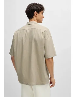 Relaxed-Fit Shirt Linen Blend Dark Blue