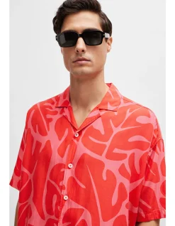 Relaxed-Fit Shirt with Seasonal Print Red