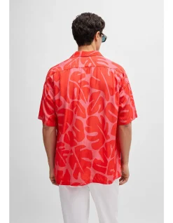 Relaxed-Fit Shirt with Seasonal Print Red