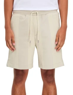 Relaxed-fit striped shorts with Double B monogram crest