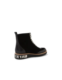Renita Zebra Front Zip Leather Ankle Boots