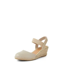 Rhainy Elastic Strap Leather Wedge Espadrilles