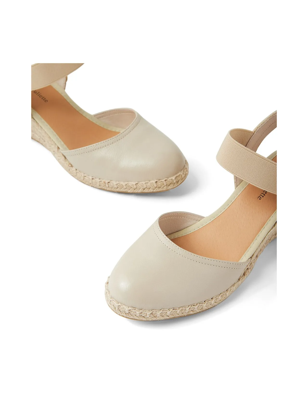 Rhainy Elastic Strap Leather Wedge Espadrilles