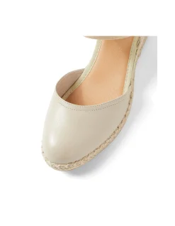 Rhainy Elastic Strap Leather Wedge Espadrilles