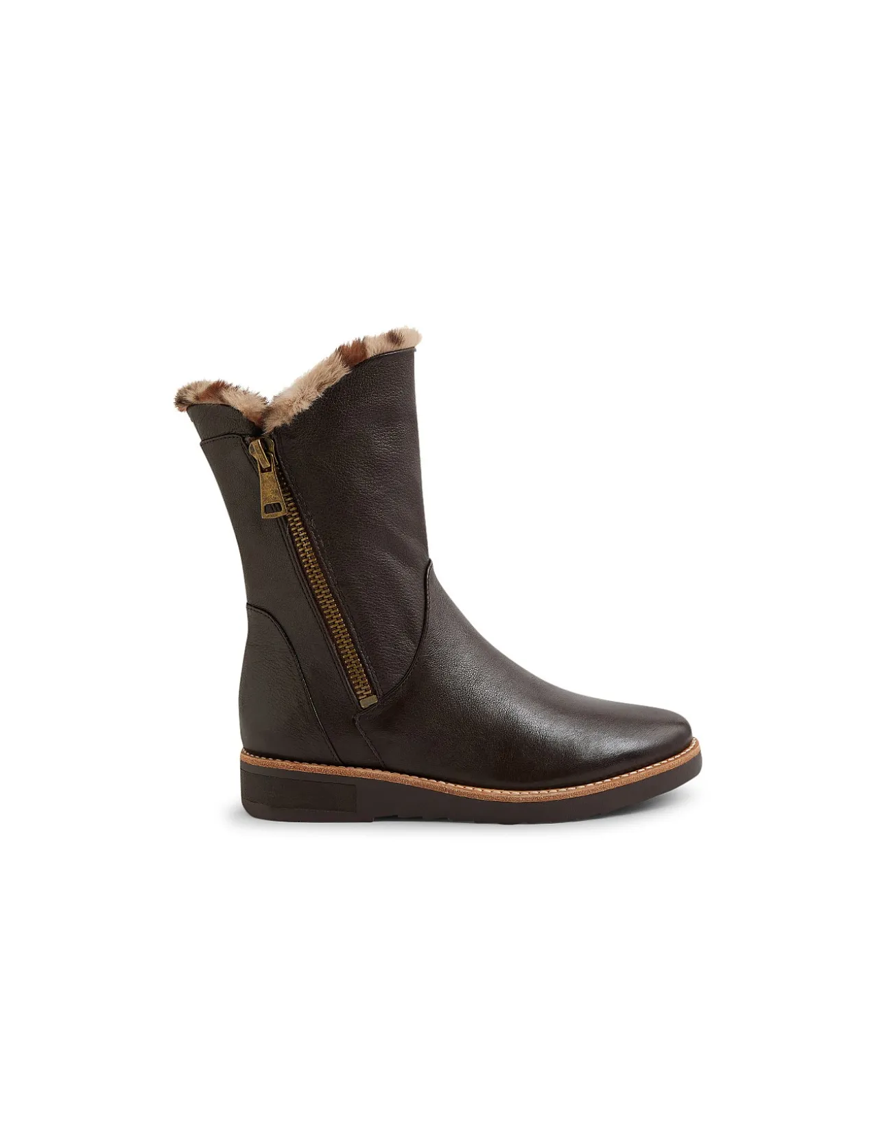 Rhemy Leopard Fur Lined Leather Boots