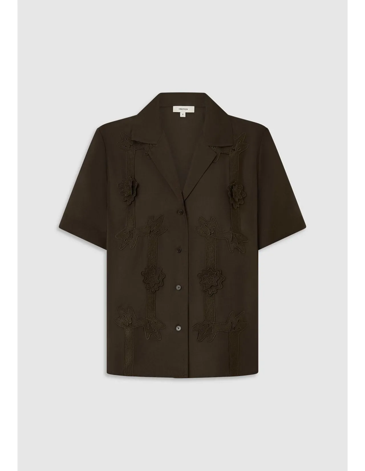Ribbon Trim Camp Shirt
