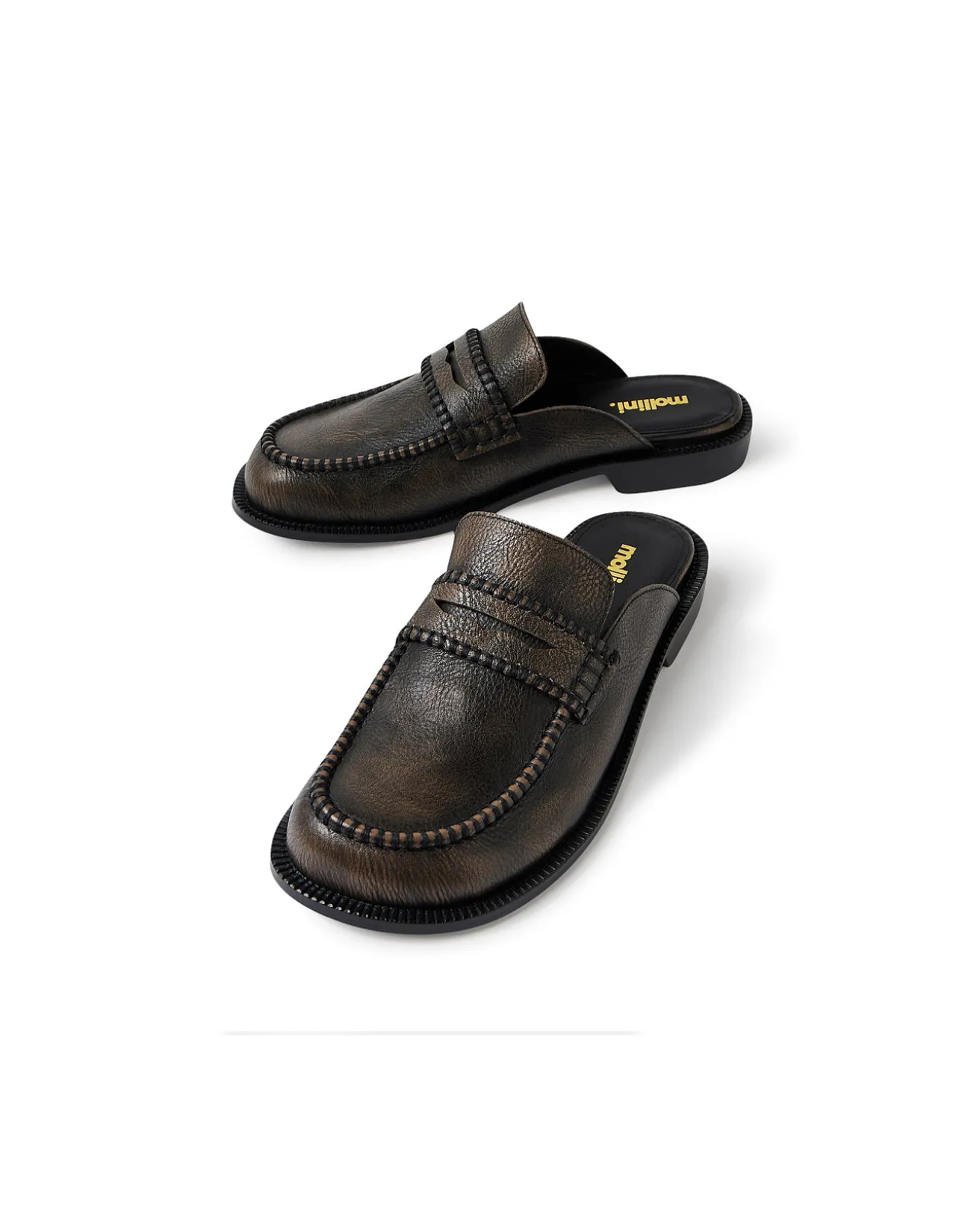 Ridge Leather Penny Loafer Mules