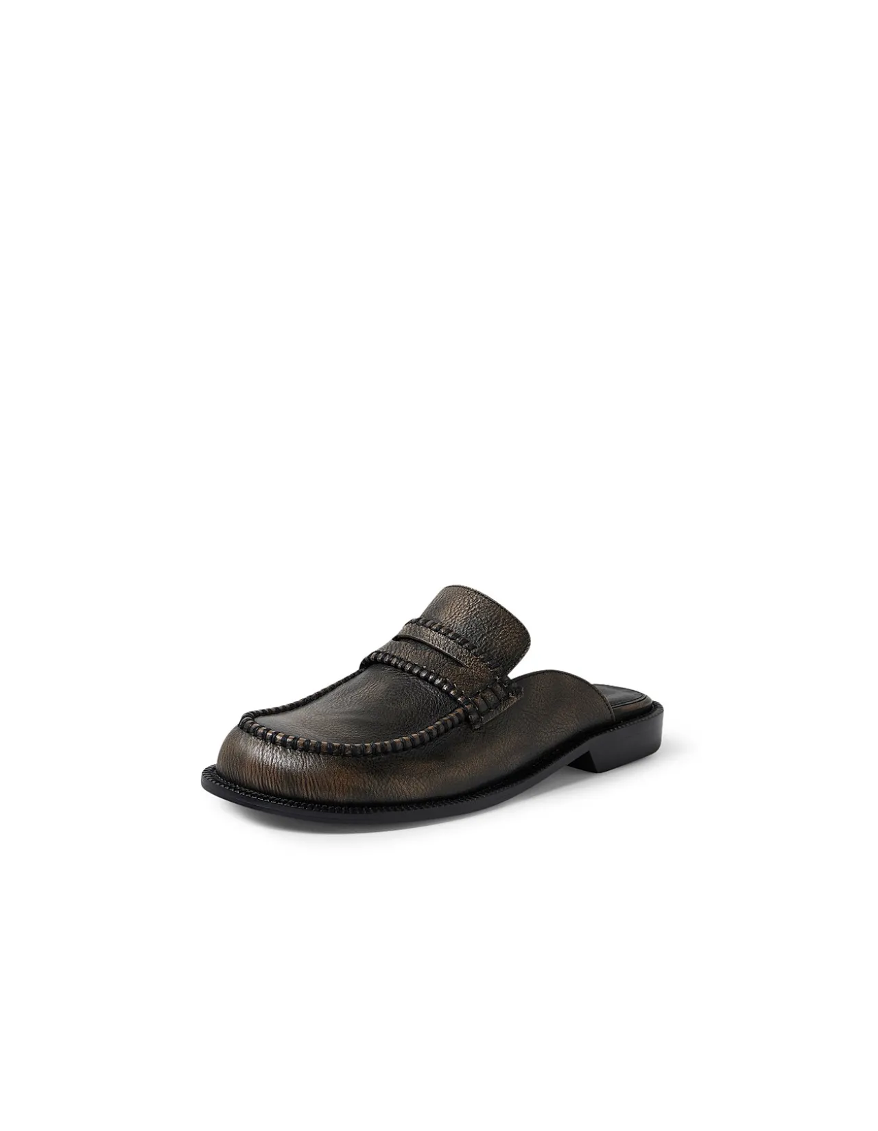 Ridge Leather Penny Loafer Mules