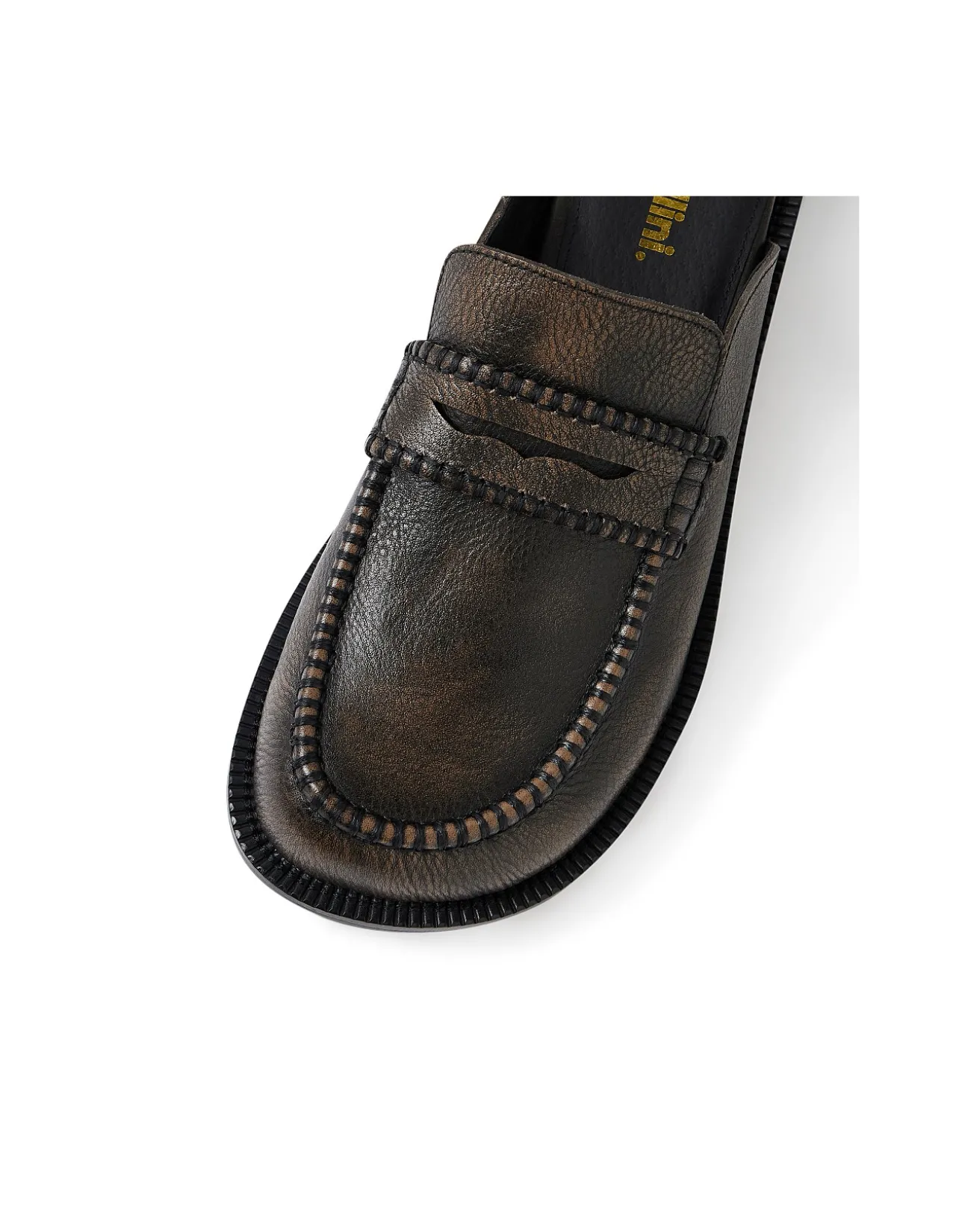 Ridge Leather Penny Loafer Mules