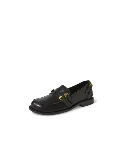 Rikal Double Buckle Leather Loafers
