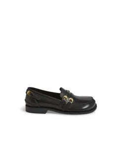 Rikal Double Buckle Leather Loafers