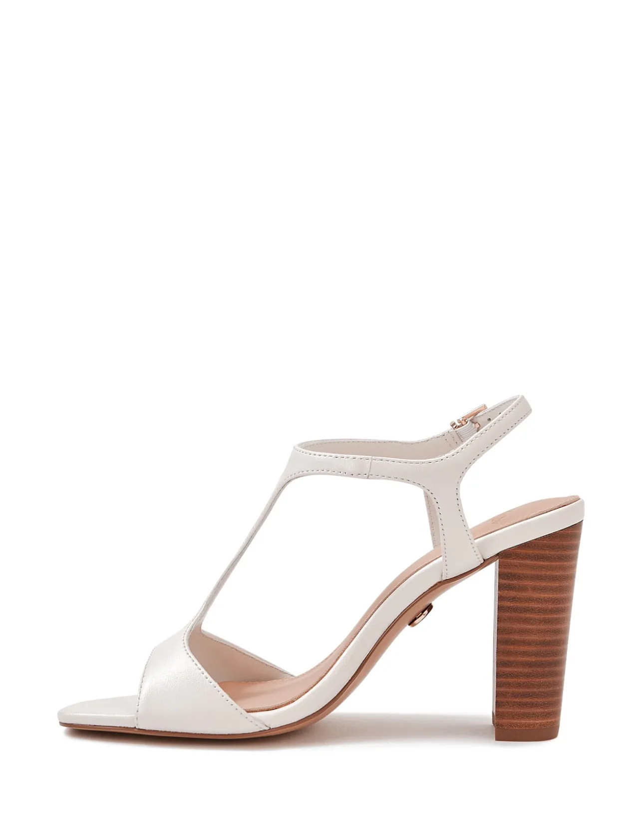 RINN Off White Leather Block Heel