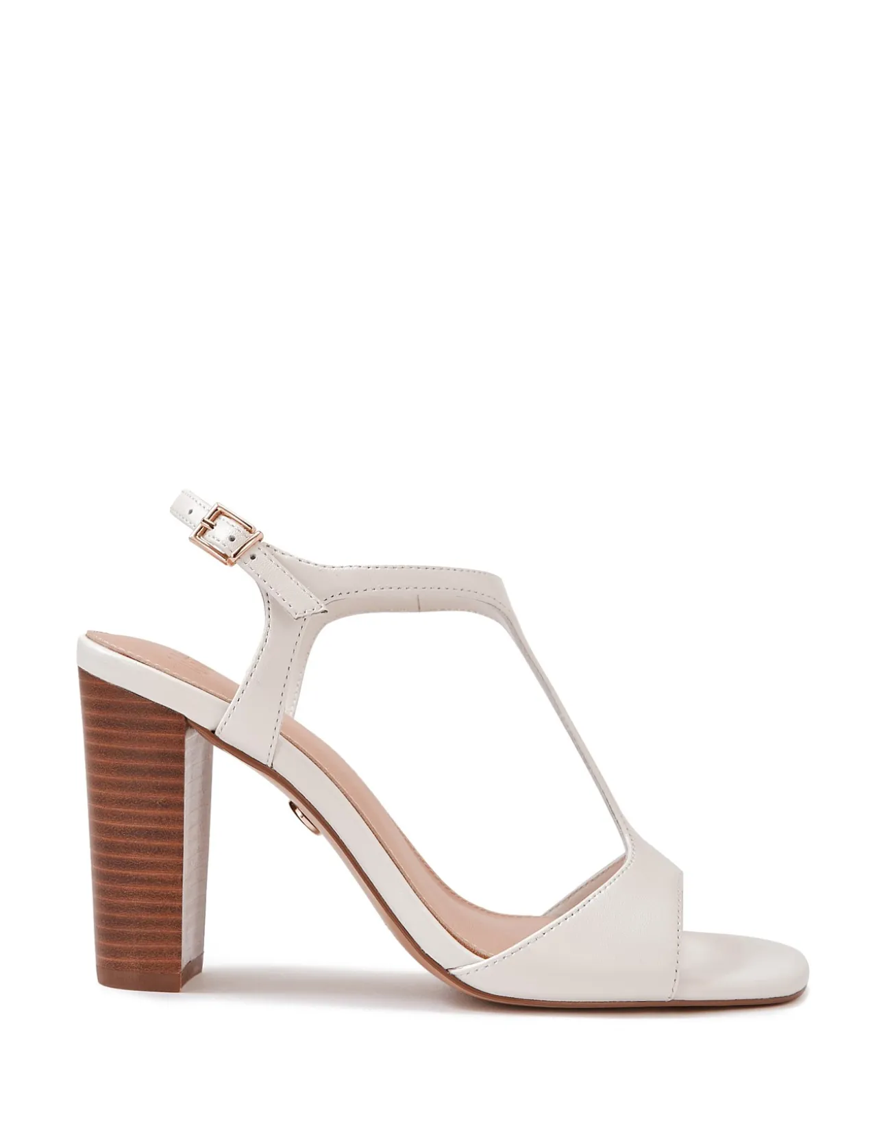 RINN Off White Leather Block Heel