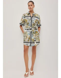 Rio Jungle Print Linen Shirt Dress