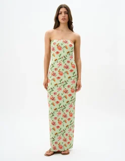 Riva Strapless Floral Jersey Maxi Dress