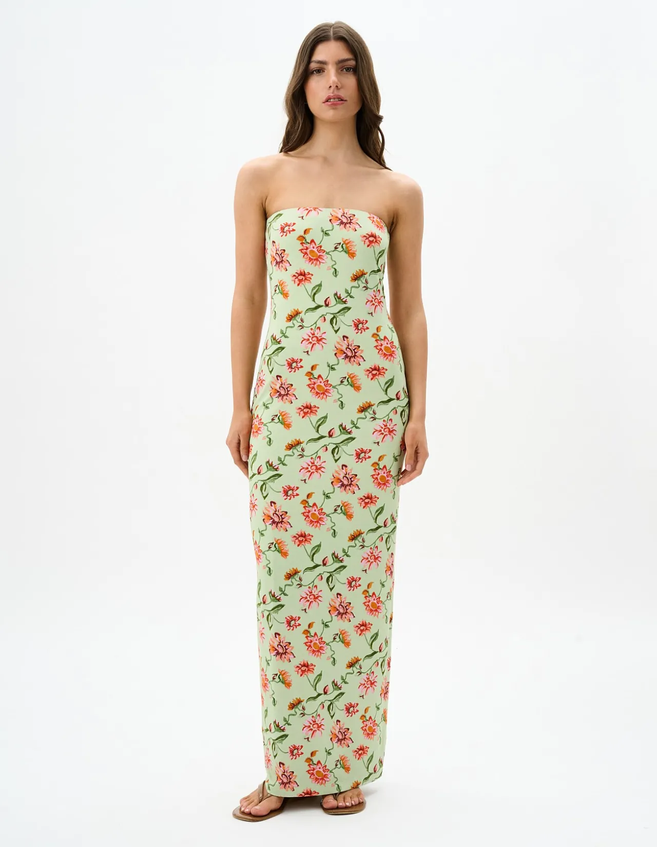 Riva Strapless Floral Jersey Maxi Dress