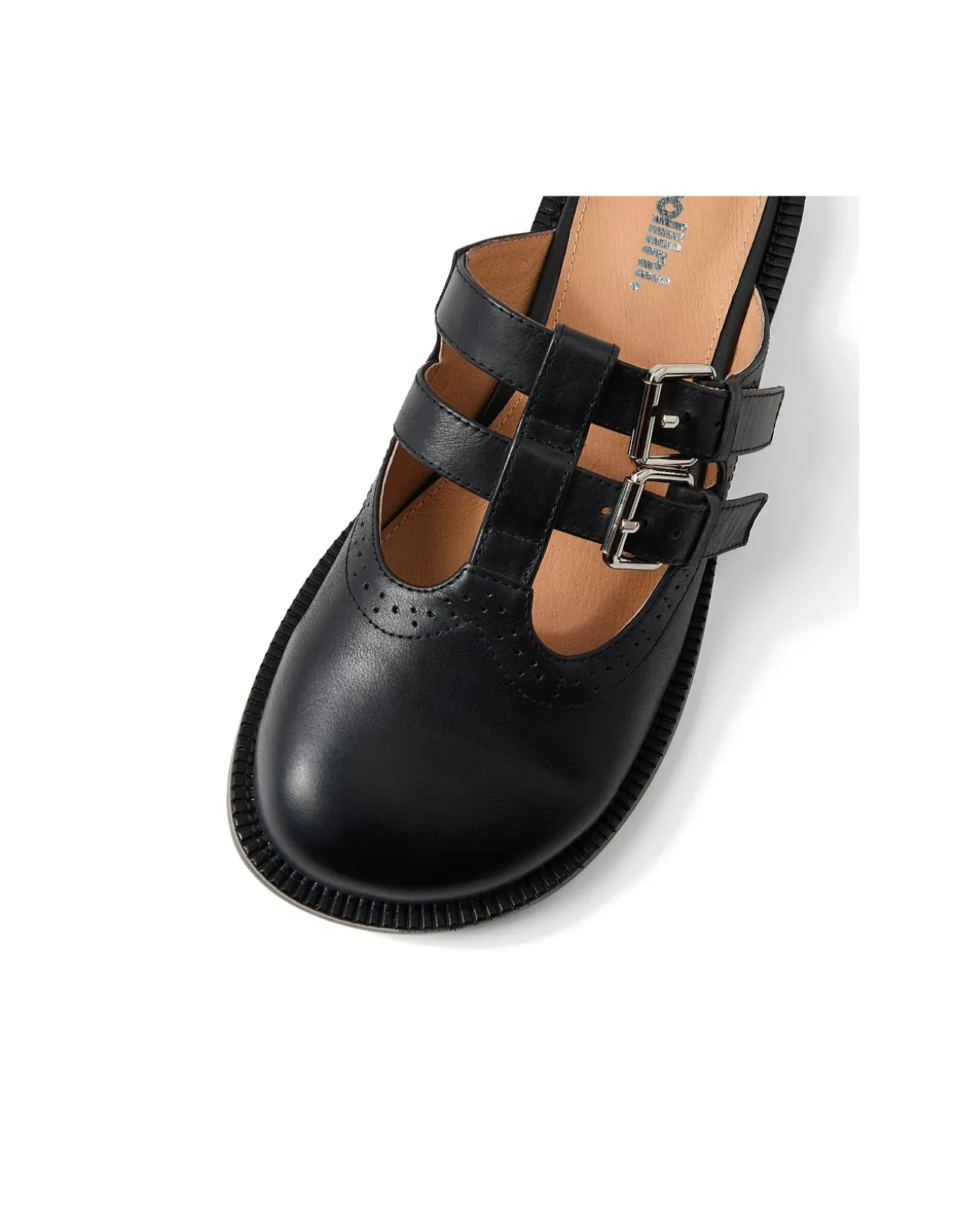 Roenza Double Strap Buckle Leather Mules