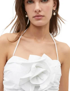 ROSETTE DROPPED WAIST MIDI DRESS