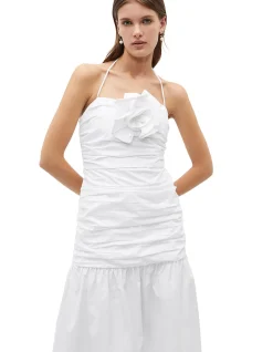 ROSETTE DROPPED WAIST MIDI DRESS