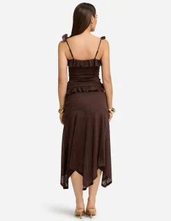 ROXELLE RUFFLE SPLIT FRONT TOP