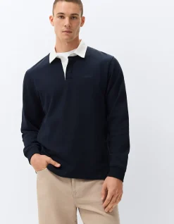 Rugby Polo Shirt: Collegiate Inspired Relaxed Fit 100% Cotton with Embroidered Chest Logo