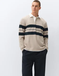Rugby Polo Shirt: Collegiate Inspired Relaxed Fit 100% Cotton with Embroidered Chest Logo