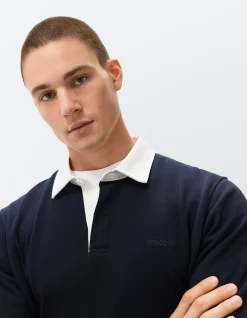 Rugby Polo Shirt: Collegiate Inspired Relaxed Fit 100% Cotton with Embroidered Chest Logo