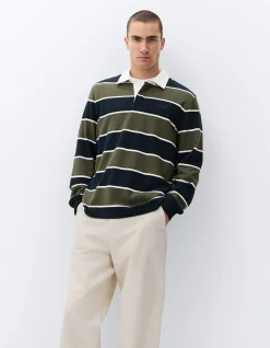 Rugby Polo Shirt: Collegiate Inspired Relaxed Fit 100% Cotton with Embroidered Chest Logo