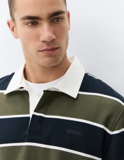 Rugby Polo Shirt: Collegiate Inspired Relaxed Fit 100% Cotton with Embroidered Chest Logo