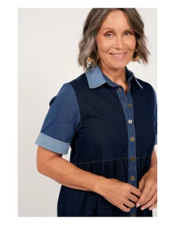 SABRE DENIM COLLARED DRESS