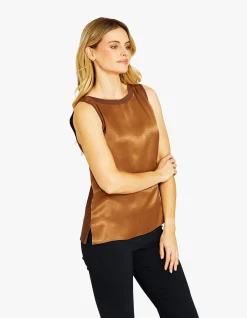 Sammi Contrast Knit Satin Front Tank Top