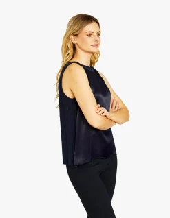 Sammi Contrast Knit Satin Front Tank Top