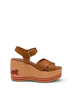 Sand Braided Cord Platform Wedge Sandals