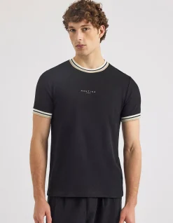 SEATON TEXTURED REGULAR FIT T-SHIRT BLACK