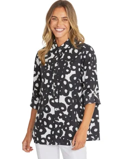 Selma Abstract Print Cotton Long Sleeve Shirt