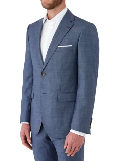 Sharkskin Weave Jacket Tonal Blue