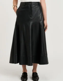 SHEARLING LEATHER MIDI SKIRT