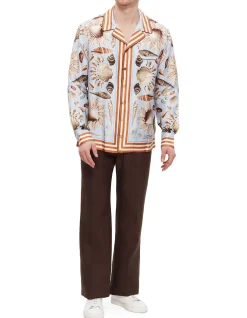 Shell-Print Silk Vanity Shirt