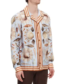 Shell-Print Silk Vanity Shirt
