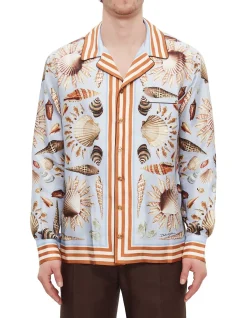 Shell-Print Silk Vanity Shirt