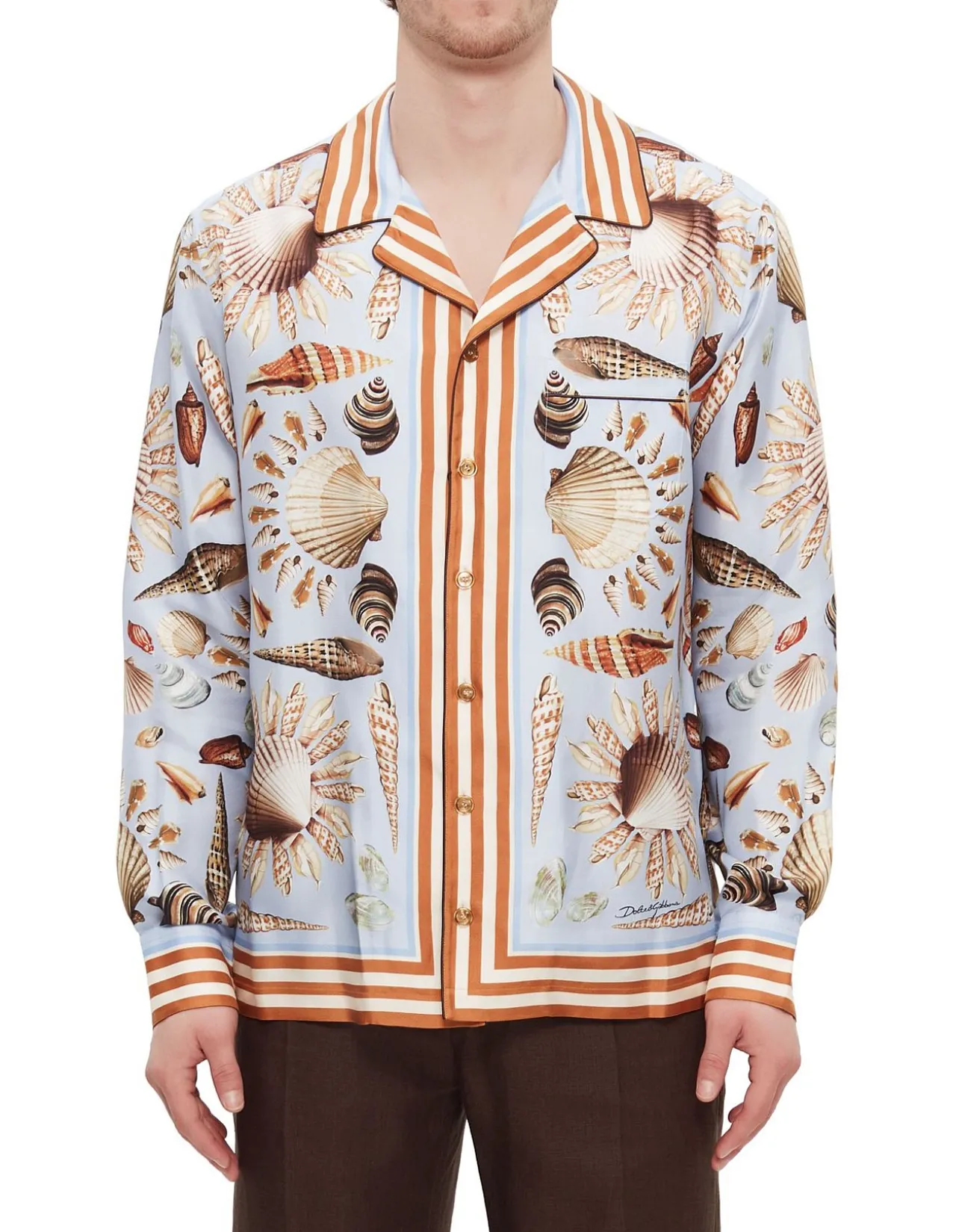 Shell-Print Silk Vanity Shirt