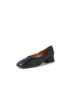 Shimma Square Toe Low Heel Leather Pumps